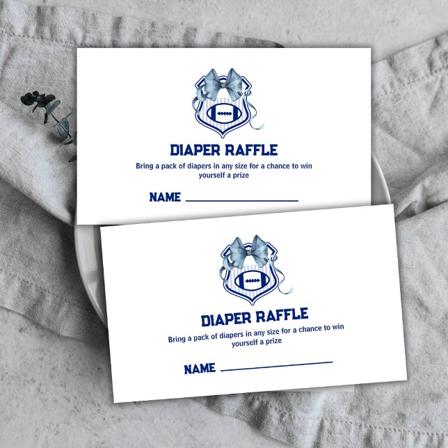 Cartão De Informações Bow Rookie Football Diaper Raffle Baby Shower (Bow Rookie Football Diaper Raffle Baby Shower Enclosure Card)