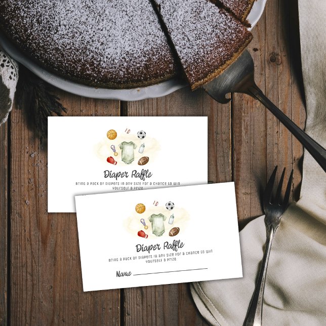 Cartão De Informações Boy All Star Sports Diaper Raffle Baby Shower  (Boy All Star Sports Diaper Raffle Baby Shower Enclosure Card)