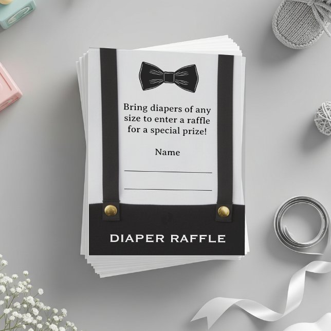 Cartão De Informações Boy Baby Shower Gentleman Suspenders Diaper Raffle (Criador carregado)