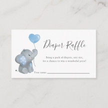 Boy Elephant Blue Chá de fraldas Fralda Raffle