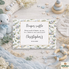 Cartão De Informações Boy’s Elephant Watercolor Baby Shower –Blue Safari