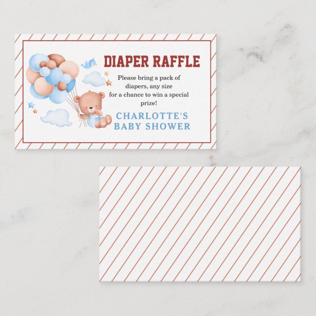 Cartão De Informações Boy Teddy Bear “We Can Bearly Wait” Baby Shower (Frente/Verso)