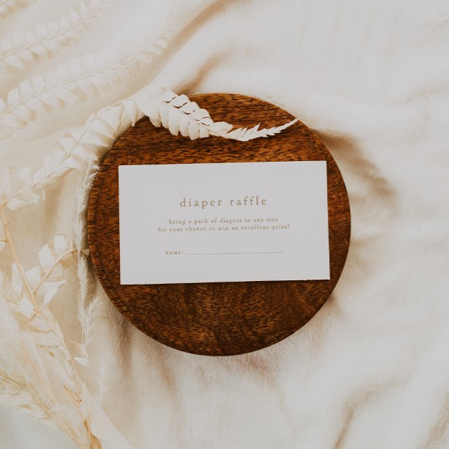Cartão De Informações Branca de Fralda Simples e Dourada da ALYSSA Raffl (ALYSSA White Gold Simple Baby Shower Diaper Raffle Enclosure Card)
