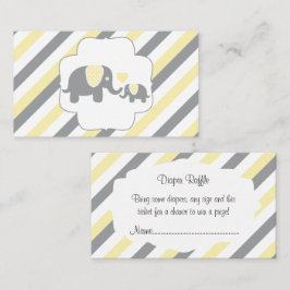 Cartão De Informações Branco, Amarelo e Cinzas Elefantes Fralda Raffle
