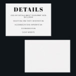 Cartão De Informações Branco Bat Mitzvah Básico Minimalista Moderno<br><div class="desc">Placa de gabinete branco básico do Bat minimalista moderno Mitzvah</div>