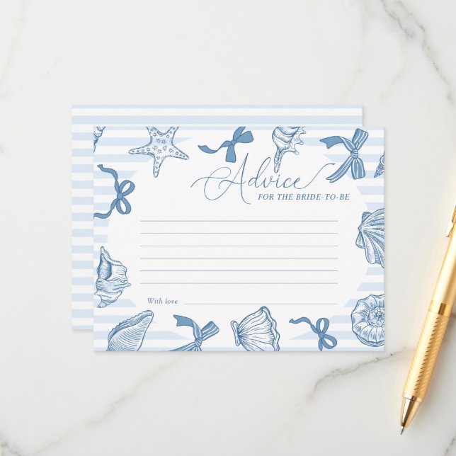 Cartão De Informações Bridal Toast On The Coast Seashells Advice Bridal (Frente/Verso In Situ)