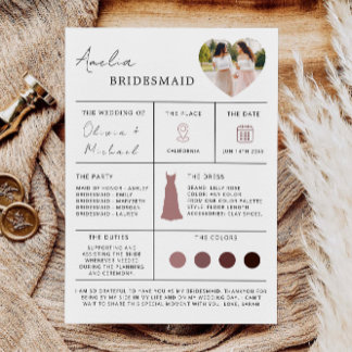 Cartão de Informações Bridesmaid, Cartão de Inform