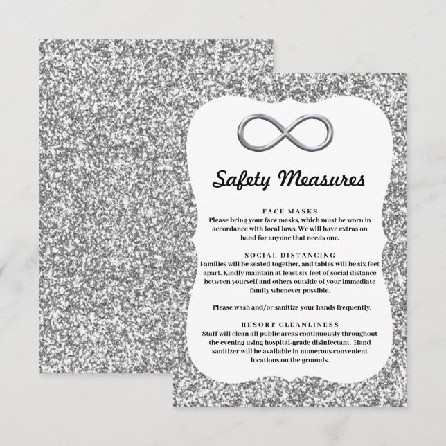 Cartão De Informações Brilho de Prata Infinidade de Prata Medidas de Seg (Frente/Verso)