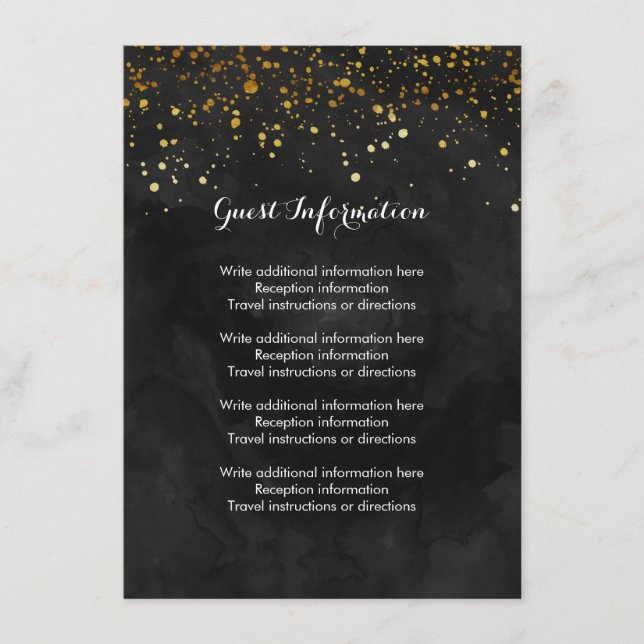 Cartão De Informações Brilho Dourado preto e fino (Frente)