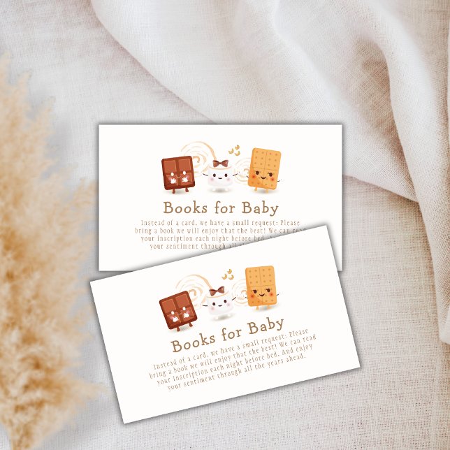 Cartão De Informações Brincadeiras Mais Divertidas Para Chá de fraldas (Cute Whimsical S'more Fun Books For Baby Shower Enclosure Card)