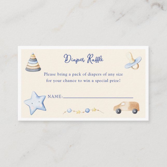 Cartão De Informações Brinquedo de Bebê Menino Aventura Brinde de Chá de (Frente)