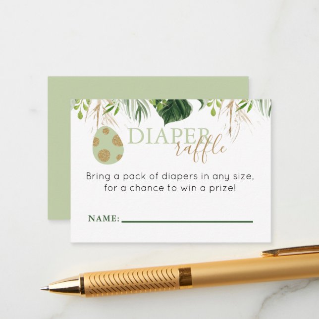 Cartão De Informações Brontossauro Bonito Fralda Dinossauro Raffle Inser (Frente/Verso In Situ)