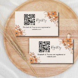 Cartão De Informações Brown Watercolor Flowers Boho Bridal Swower