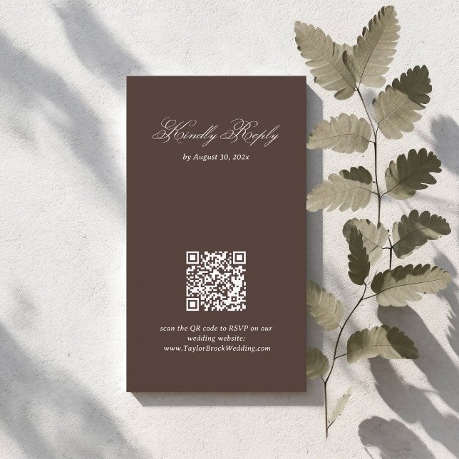 Cartão De Informações Brown Wedding RSVP Qr Code Enclosure Card (Criador carregado)
