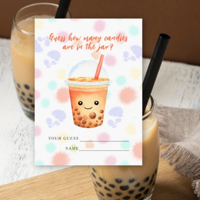 Cartão De Informações Bubble Tea Chá de fraldas adivinha quantas canetas (Criador carregado)
