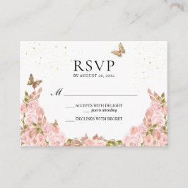 Cartão De Informações BUDGET Blush Pink Floral Butterfly Quinceanera