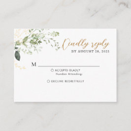 Cartão De Informações BUDGET Elegant Gold Greenery Eucalyptus Wedding
