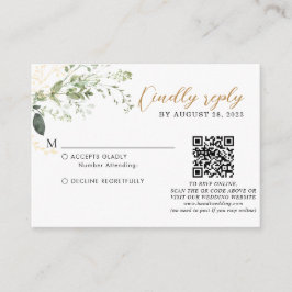 Cartão De Informações Budget Gold Greenery Eucalyptus QR Code Wedding 