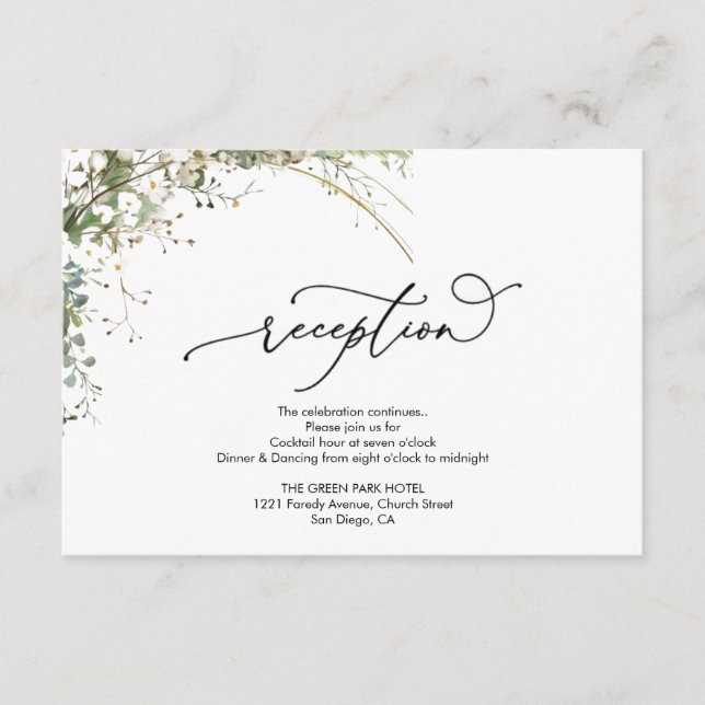 Cartão De Informações Budget green Florals Bridgerton Bridal Shower (Frente)