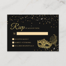 BUDGET Mascarada Rsvp Preto e Dourado