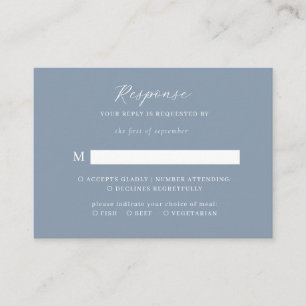 Cartão De Informações BUDGET Script Elegante Casamento Azul Dusty Rsvp