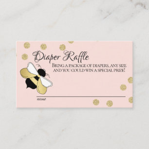 Cartão De Informações Bumble Bebê Fralda Raffle Rosa