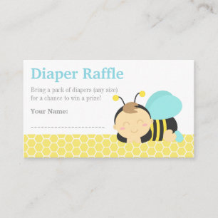 Cartão De Informações Bumble Bee Boy Chá de fraldas, Fralda Raffle Tickl