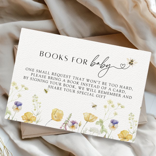 Cartão De Informações Bumblebee Wildflower Chá de fraldas Livros para Be (Books For Baby Baby Shower Fun Insert Card Bumblebee Wildflower Mama to Bee Baby in Bloom)