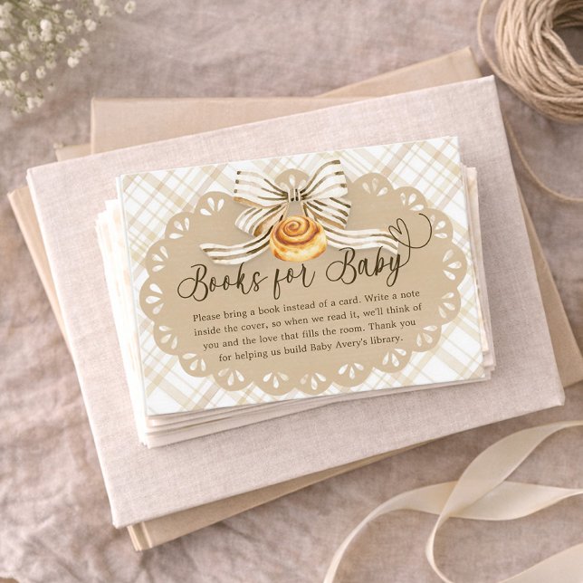 Cartão De Informações Bun in Oven Baby Shower Books for Baby Card (Books for Baby Insert Card)