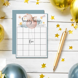 Cartão De Informações Bunny Bingo Balloon e atirando no jogo de Chá