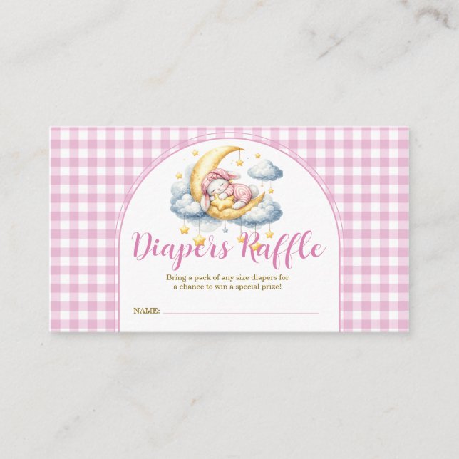 Cartão De Informações Bunny Pink Boy Girl Baby Shower Diapers Raffle (Frente)