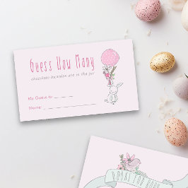 Cartão De Informações Bunny Rabbit Quantos Chás de fraldas Adivinham Jog