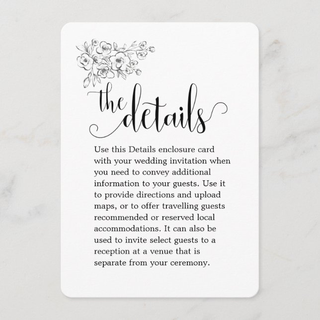 Cartão De Informações Buquê Branco Fazemos Detalhes De Casamento Da Cali (Frente)