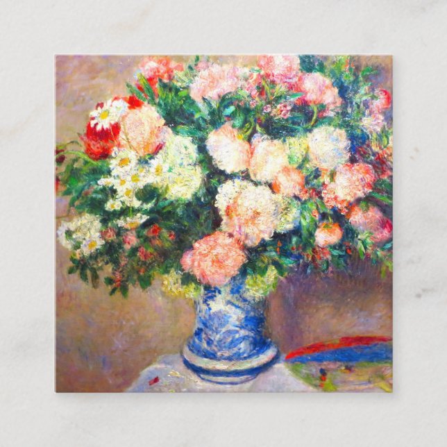 Cartão De Informações Buquê de crisântemos e um ventilador japonês (Frente)