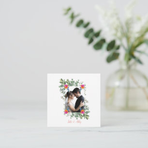 Cartão De Informações Buquê de Flores Chic Personalizado Foto de Casamen