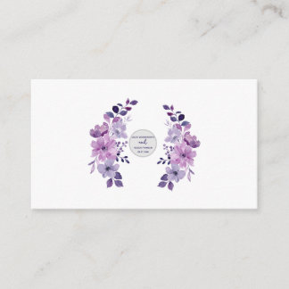 Cartão De Informações Buquê de flores roxas aquarela