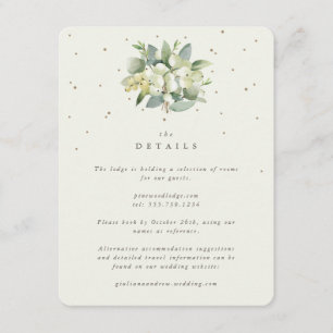 Cartão De Informações Buquê de Noiva com Creme de Snowberry + Eucalipto 