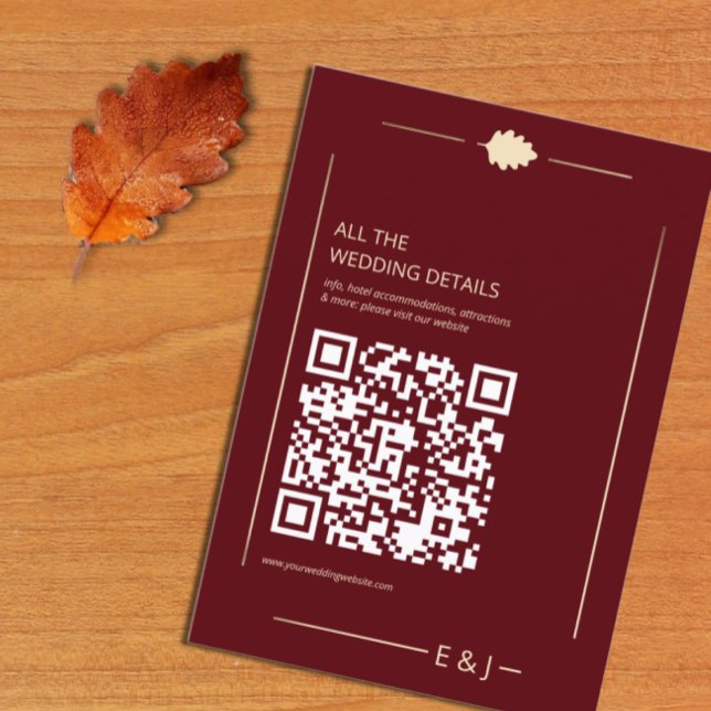Cartão De Informações Burgundy Autumn Wedding Details (Criador carregado)