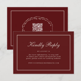 Cartão De Informações Burgundy Fall Wedding RSVP Online Enclosure Card