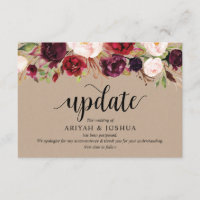 Burgundy Floral, Kraft, Black, adiamento de casame