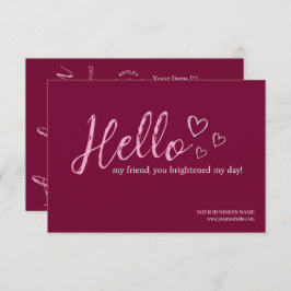 Cartão De Informações Burgundy Modern Script QR Code, Obrigado, Negócios