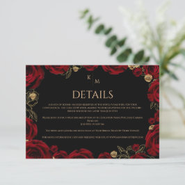 Cartão De Informações Burgundy Roses Boho Wedding