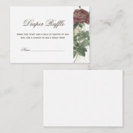 Cartão De Informações Burgundy Rustic Floral Moderna Fralda Raffle Baby