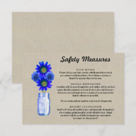 Cartão De Informações Burlap Blue Floral Mason Jar Medidas De Segurança
