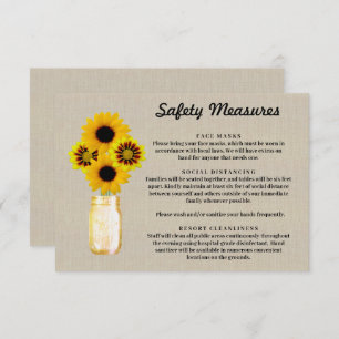 Cartão De Informações Burlap Yellow Floral Mason Jar
