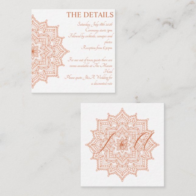 Cartão De Informações Burt Orange Sunrise Mandala Fall Summer Fall (Frente/Verso)