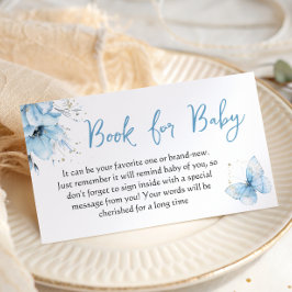 Cartão De Informações Butterfly Floral Blue Boy Book For Baby Shower