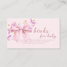 Cartão De Informações Butterfly Pink Bow Baby Shower Books for baby 