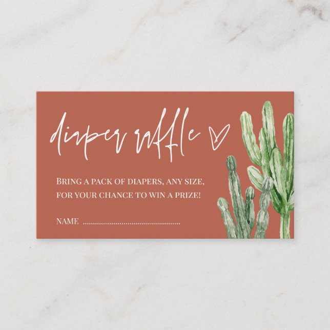 Cartão De Informações Cactus Gender Neutral Desert Fralda Raffle  (Frente)