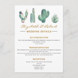 Cartão De Informações cactus suculentas aquarela detalhes simples e eleg